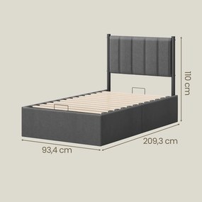 Estrutura da cama, 90 x 200 cm, com base de ripas rebatível (COLCHÃO NÃO INCLUIDO) cinzenta