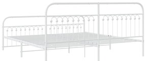 Estrutura de cama com cabeceira e pés 200x200 cm metal branco