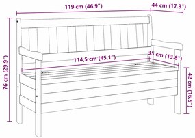 Banco de Exterior vidaXL Acácia 119x76x44 cm Madeira Sólida de Pinheir