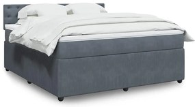 Cama com molas/colchão 180x200 cm veludo cinzento-escuro