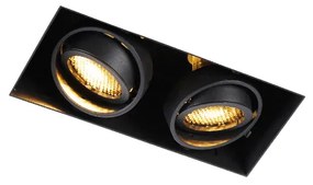 Foco embutido preto inclinável e rotativo Trimless 2-luzes - Oneon Honey Moderno