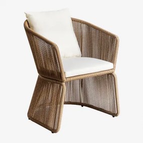 Cadeira De Jardim Com Apoios De Braços Em Rattan Sintético Snyder Natural - Sklum