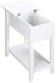 HOMCOM Mesa de Apoio com Tampa Abatível Prateleira de Armazenamento e Orifício para Cabos Oculto 60,5x32,5x70cm Branco