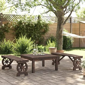 vidaXL Bancos de jardim 2 pcs madeira de abeto maciça