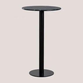 Mesa Alta De Bar Redonda Ø60 Cm Em Mármore Rocher Mármore Verde & Preto - Sklum