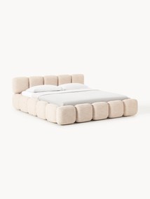 Bouclé Upholstered Bed Tayla with Storage Space
