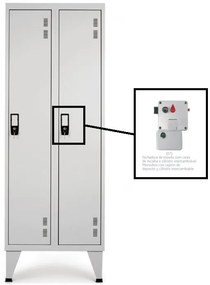 Cacifos Metálicos Duplo 2 Cacifos 1700x600x400mm Moeda C/Recolha