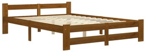 Estrutura de cama 120x200 cm madeira pinho maciço castanho mel