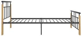 Estrutura de cama 100x200 cm metal/madeira de carvalho maciça