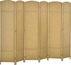 Biombos de interior em madeira com 6 painéis, 240 x 170 cm, divisória dobrável para sala de estar, quarto, acabamento natural