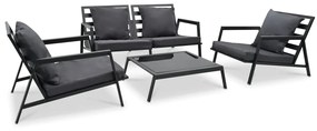 vidaXL 4 pcs conj. lounge jardim + almofadões alumínio cinzento-escuro