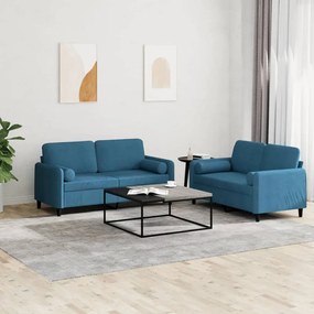 3202003 vidaXL 2 pcs conjunto de sofás com almofadas veludo azul