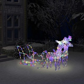 328522 vidaXL Decoração de Natal renas/trenó 160 luzes LED 130 cm acrílico
