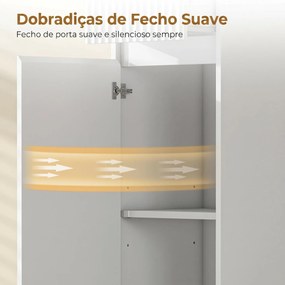 Armário Alto de Casa de Banho com Gaveta Design Canelado Prateleira Ajustável Prateleiras Abertas para Espaços Pequenos Branco