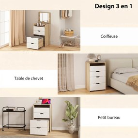 Toucador com Espelho e Banco, 50 x 40 x 78 cm, Design 3 em 1, Cor Carvalho