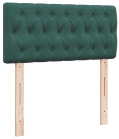 Cama com molas/colchão 100x200 cm veludo verde-escuro