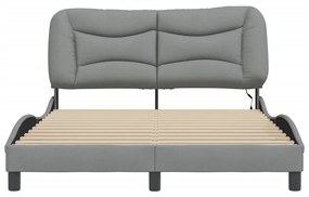 Estrutura de cama c/ luzes LED 120x200 cm tecido cinzento-claro