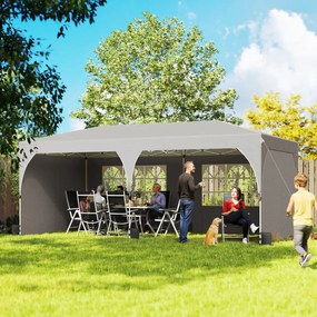 Tenda de jardim 3 x 6 m, tenda pop-up dobrável, com altura ajustável, impermeável, proteção UV50+, cinzenta