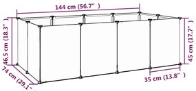 Gaiola para animais pequenos 144x74x46,5 cm PP e aço preto