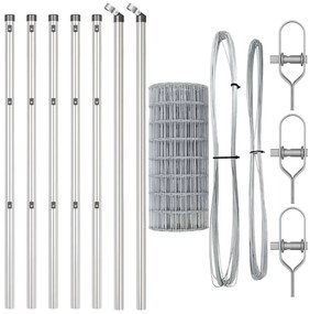 Cerca Euro com 13 postes, 0,4 x 25 m, em aço galvanizado