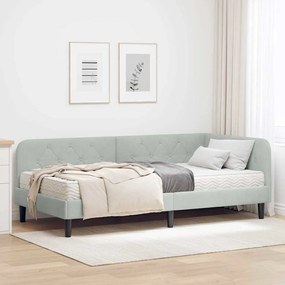 vidaXL Estrutura de Cama de Canto Cinzento-claro 100 x 200 cm Veludo