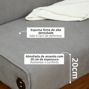 Sofá de 2 Lugares Estofado em Veludo Cotelê Sofá Sala de Estar sem Apo