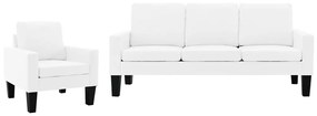 3056668 vidaXL 2 pcs conjunto de sofás couro artificial branco