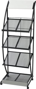 vidaXL Porta-revistas A4 preto e branco 47x40x134 cm