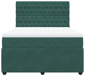 Cama com molas/colchão 140x200 cm veludo verde-escuro