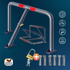 Barreira para estacionamento em arco com faixas refletoras 80 x 47 x 44 cm Cinzento Moderno