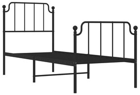 Estrutura de cama com cabeceira e pés 75x190 cm metal preto