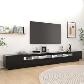 Móvel de TV com luzes LED 300x35x40 cm preto