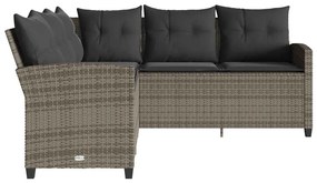 Sofá-sofá em forma de L com almofadas vime PE cinza