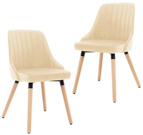 vidaXL Cadeiras de jantar 2 pcs veludo cor creme