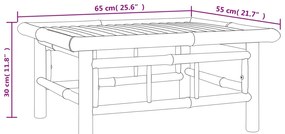6 pcs conjunto lounge de jardim bambu c/ almofadões branco nata