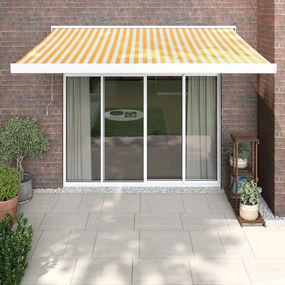 Toldo retrátil 3x2,5 m tecido e alumínio amarelo e branco