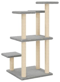 Postes arranhadores p/ gatos c/ plataformas 98,5 cm cinza-claro