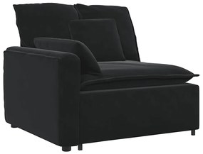 Sofá modular com pufes e almofadas veludo preto