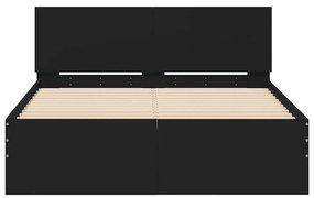 Estrutura de cama com cabeceira e luzes LED 120x190 cm preto
