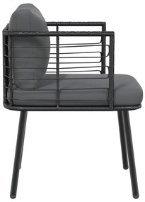 Cadeiras de jardim com almofadões 2 pcs vime PE preto