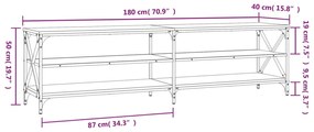 Móvel de TV 180x40x50 cm derivados de madeira cinzento sonoma