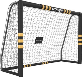 Baliza de Futebol para Jardim 240x85x160 cm com Rede, Estrutura Metálica, Acolchoamento EPE e Estacas, Preto e Amarelo