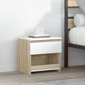 vidaXL Mesa de cabeceira 40x30x39 cm contrapl. branco/carvalho sonoma