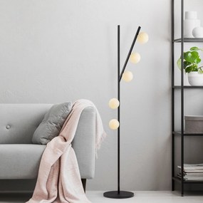 Candeeiro de Pé Domino – Preto e Creme – 31 x 52 x 167 cm