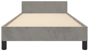 Estrutura de cama sem colchão 100x200 cm veludo cinzento-claro