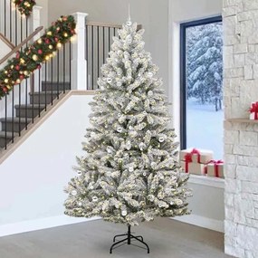 vidaXL Árvore de Natal Artificial Verde e Branco 270 cm PVC e Metal