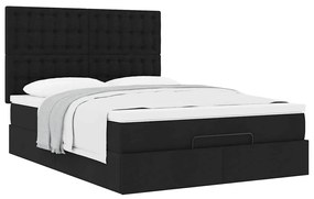 Estrutura de cama otomana com colchão 140x190 cm tecido preto
