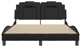 Estrutura de cama c/ cabeceira 120x200cm couro artificial preto