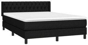 Cama com molas/colchão 140x200 cm tecido preto