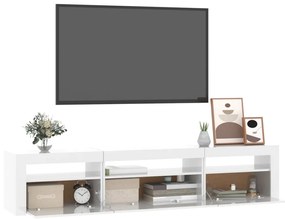 Móvel de TV com luzes LED 195x35x40 cm branco brilhante